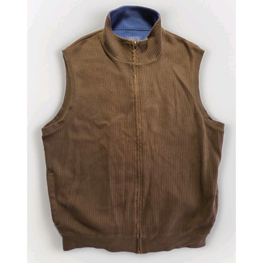 Pendleton Men's Curdoroy Vest Brown‎ Zip Up Jacket Large Knitted Side Pocket